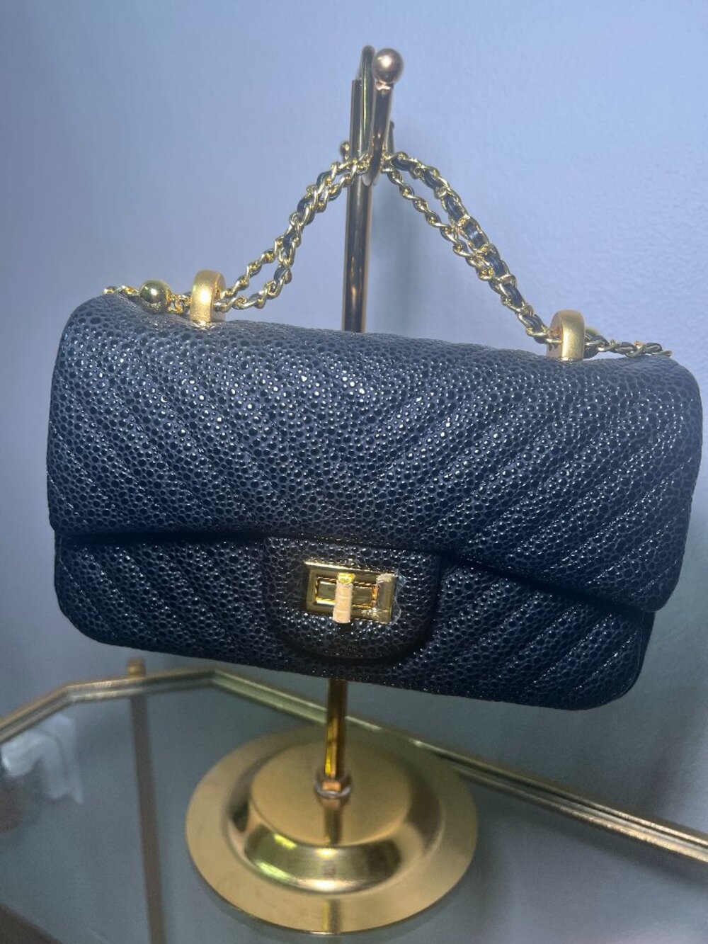 NEW- Caviar style Classic Black Elegant Shoulder Bag